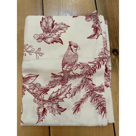 NEW! Plow & Hearth Curtain/Drape. Winter Toile. Cardinal Pine Tree Holly. 80x36" - Picture 1 of 4